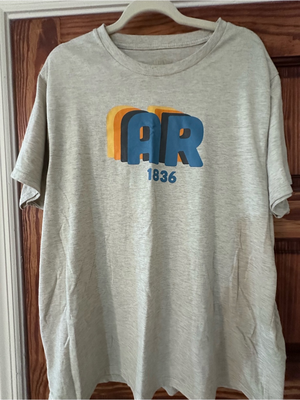 Gray Graphic Tee with Blue & Yellow AR Logo